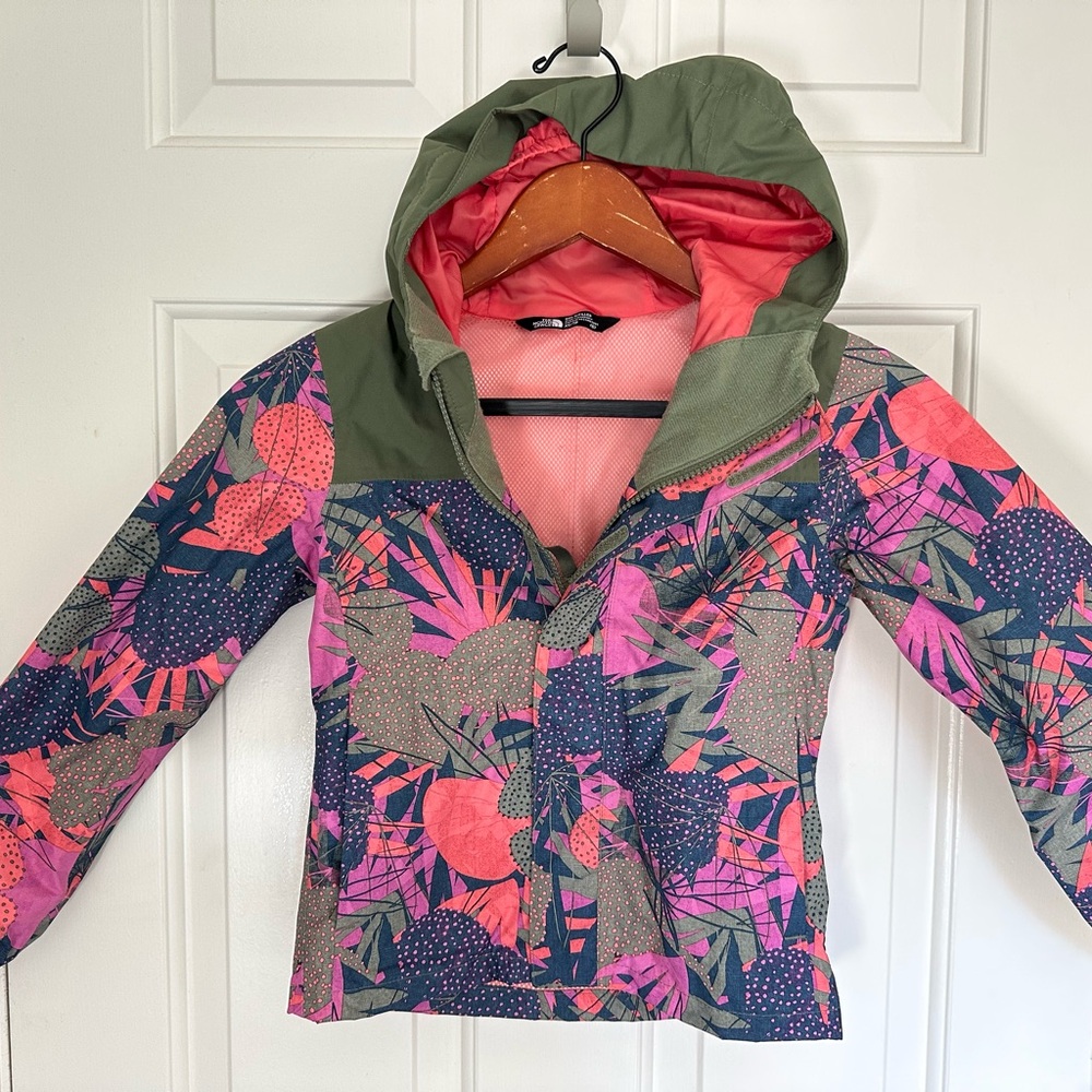 The North Face Kids Pink and Green Raincoat